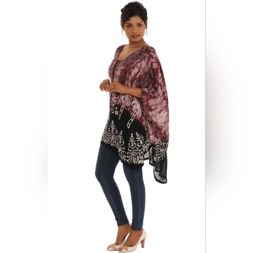 Tunic Top Purple and Black Patterned  NWT
